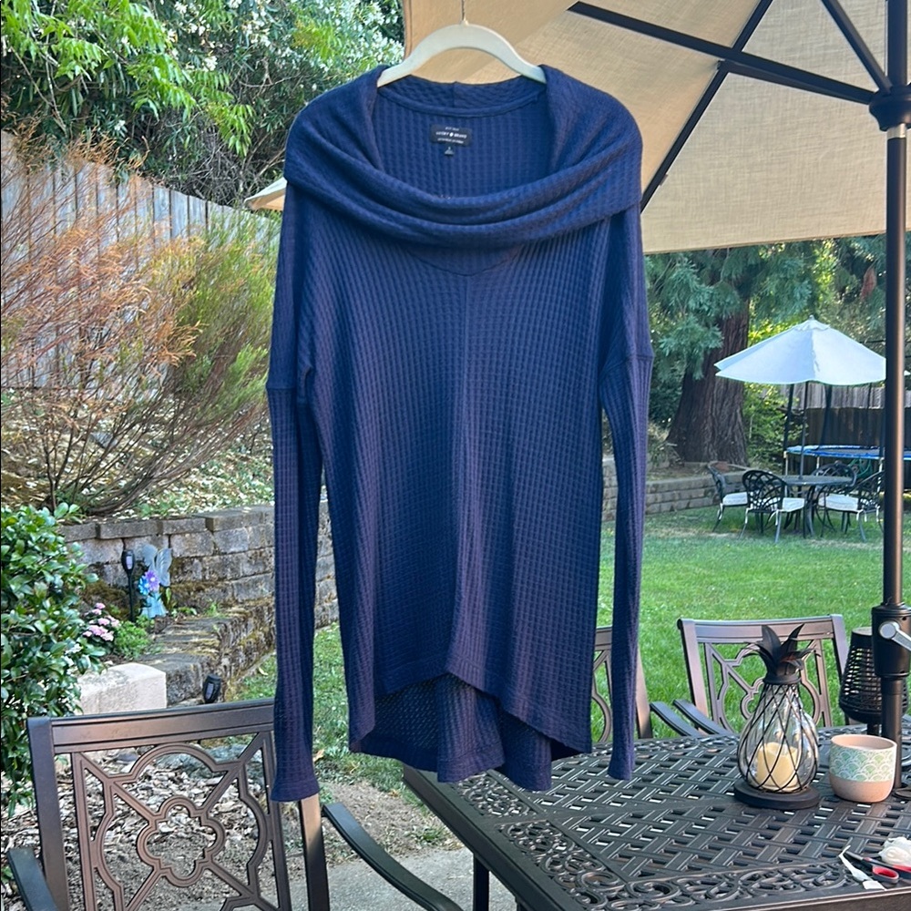 Lucky Brand Blue Cowl Neck Sweater
